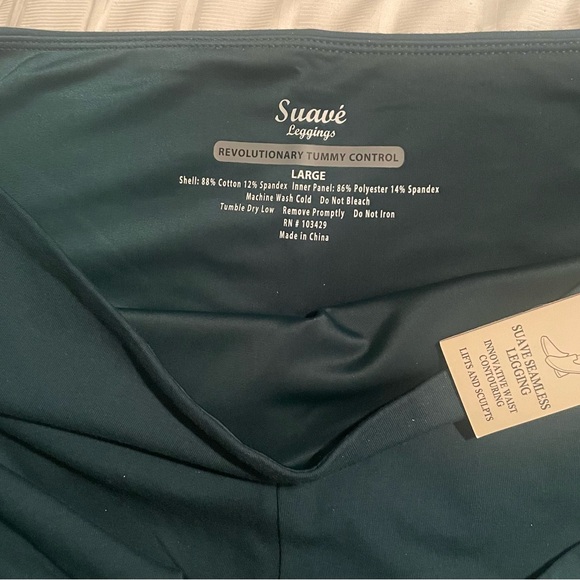 SUAVE Full Length Hunter Green Leggings, Size Large - Picture 2 of 3